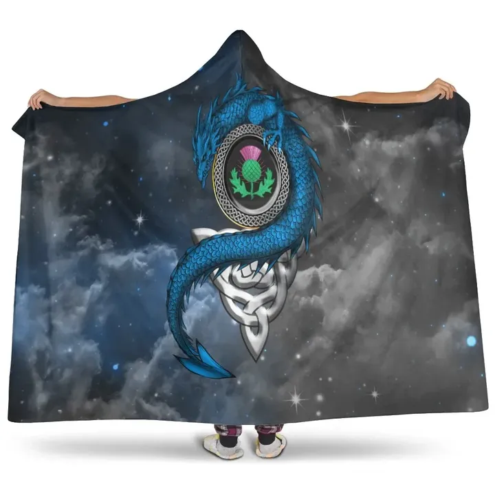 Scotland Celtic Hooded Blankets - Dragon & Thistle With Celtic - BN23