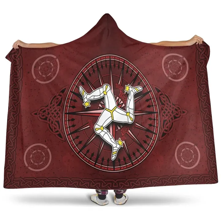 Isle Of Man Celtic Hooded Blankets - Celtic Compass With Manx Triskelion - BN23