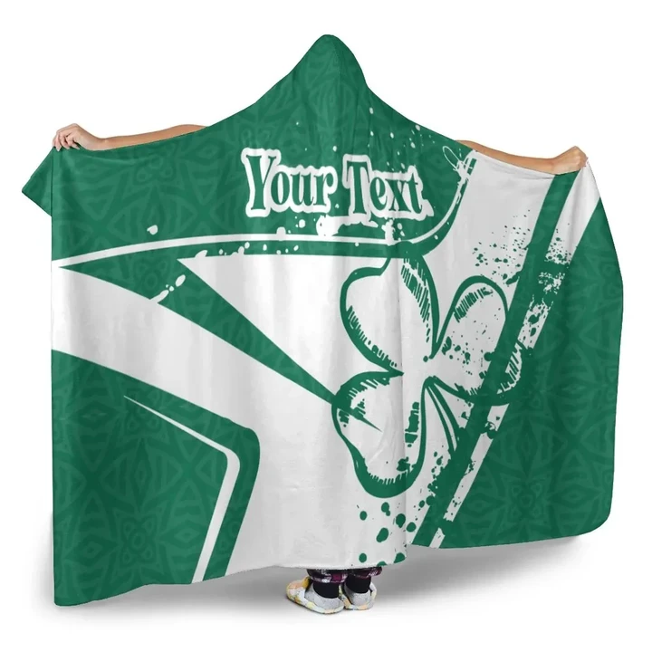 (Custom Text) Ireland Personalised Hooded Blankets - Celtic Shamrock - BN23