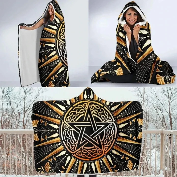 Celtic Wicca Hooded Blanket - Celtic pentagram wicca Hooded Blanket - BN21