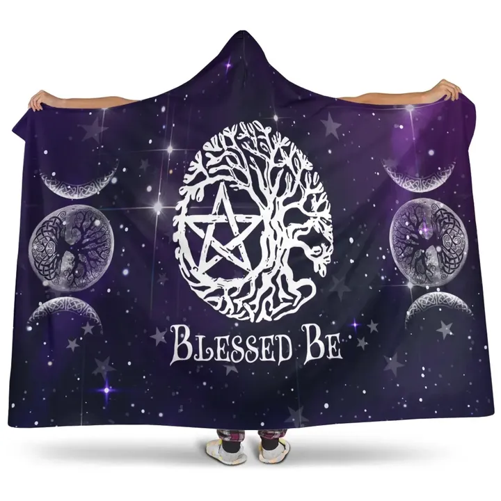 Celtic Wicca Hooded Blanket - Pentagram With Tree Of Life - BN23