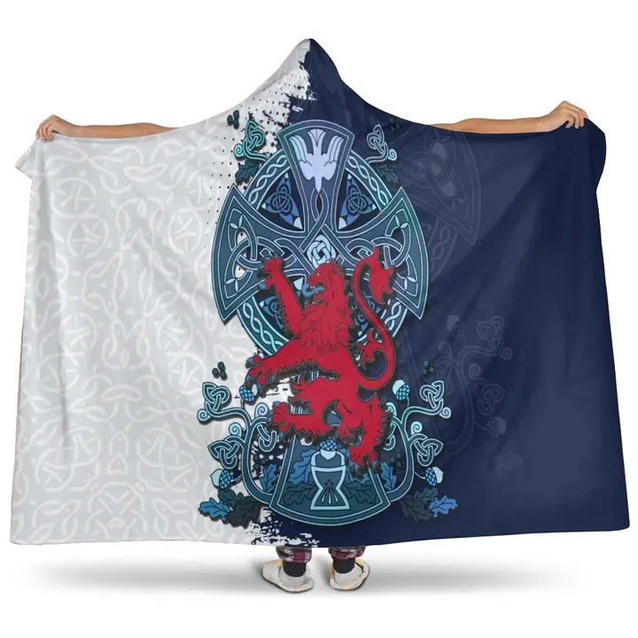 Scotland Celtic Hooded Blankets - Lion Rampant With Celtic Cross - BN23