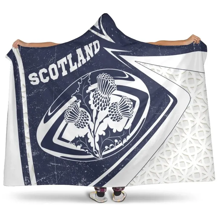 Scotland Rugby Hooded Blanket - Celtic Scottish Rugby Ball Thistle Ver - BN22