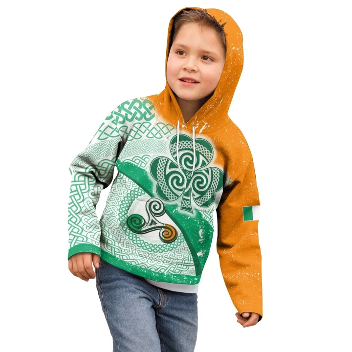 [Kid] Ireland Celtic Hoodie - Ireland Shamrock With Celtic Patterns - BN23
