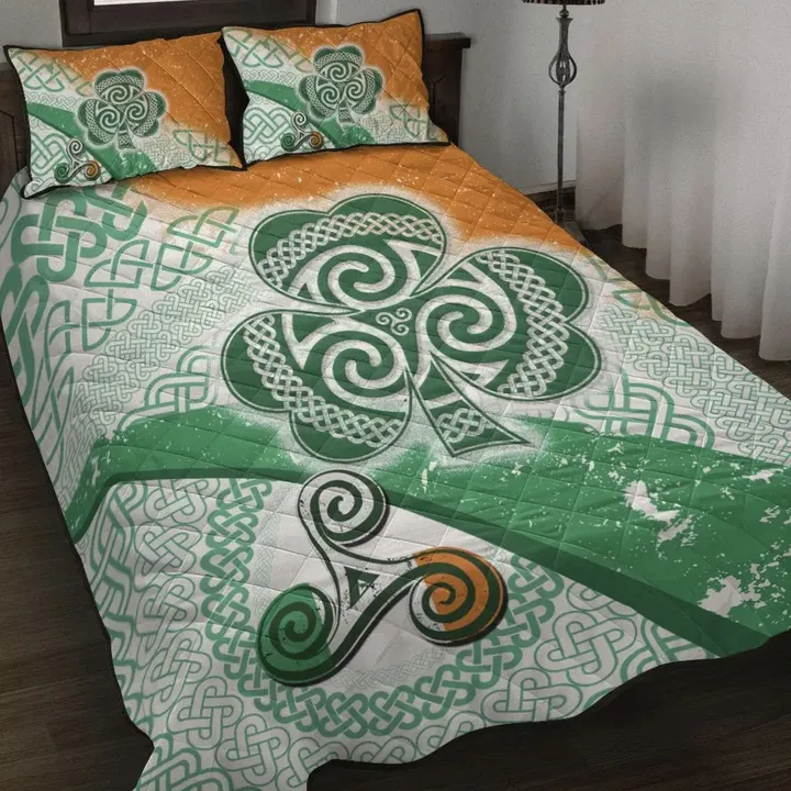 Ireland Celtic Quilt Bed Set - Ireland Shamrock With Celtic Patterns - BN23