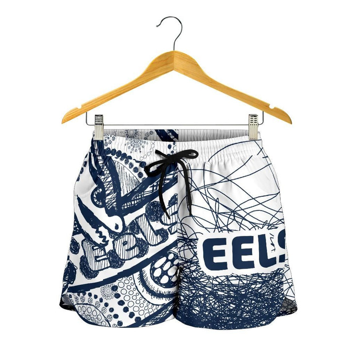 Eels Rugby All Over Print Women's Shorts Line Art Special Version A7