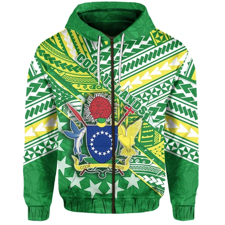 Cook Islands Rugby Zip Hoodie New Breathable LT13 A7