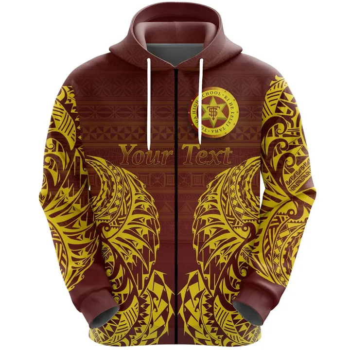 (Custom Personalised) Tonga High School Zip-Hoodie Minimal Style A7