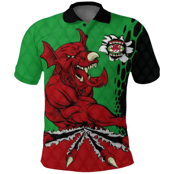 Wales Rugby Polo Shirt Welsh Dragon