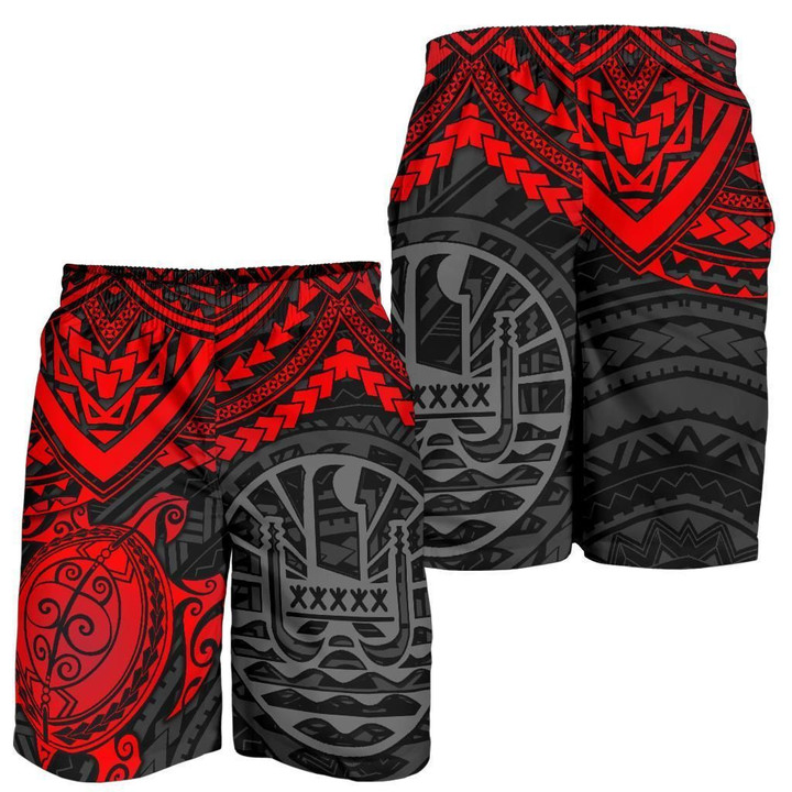 Tahiti Polynesian Men's Shorts - Red Turtle