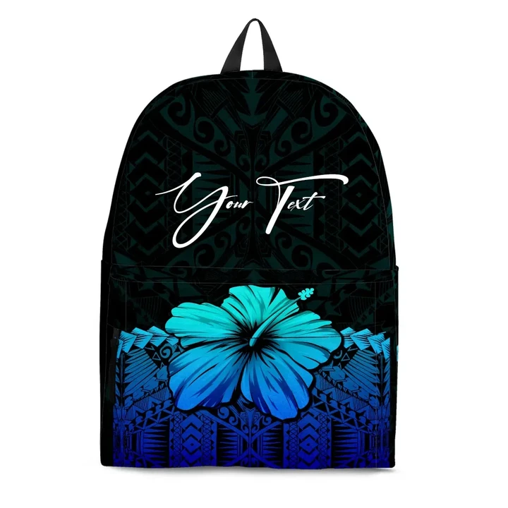 (Custom) Polynesian Backpack Hibiscus Personal Signature Blue