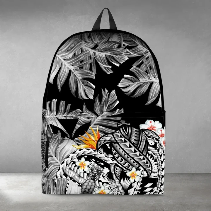 Kanaka Maoli (Hawaiian) Backpack, Polynesian Pineapple Banana Leaves Turtle Tattoo Gray