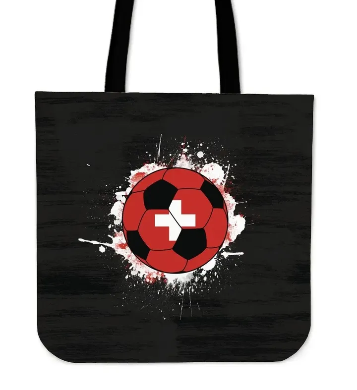 Black Bg Switzerland Soccer Tote Handbag