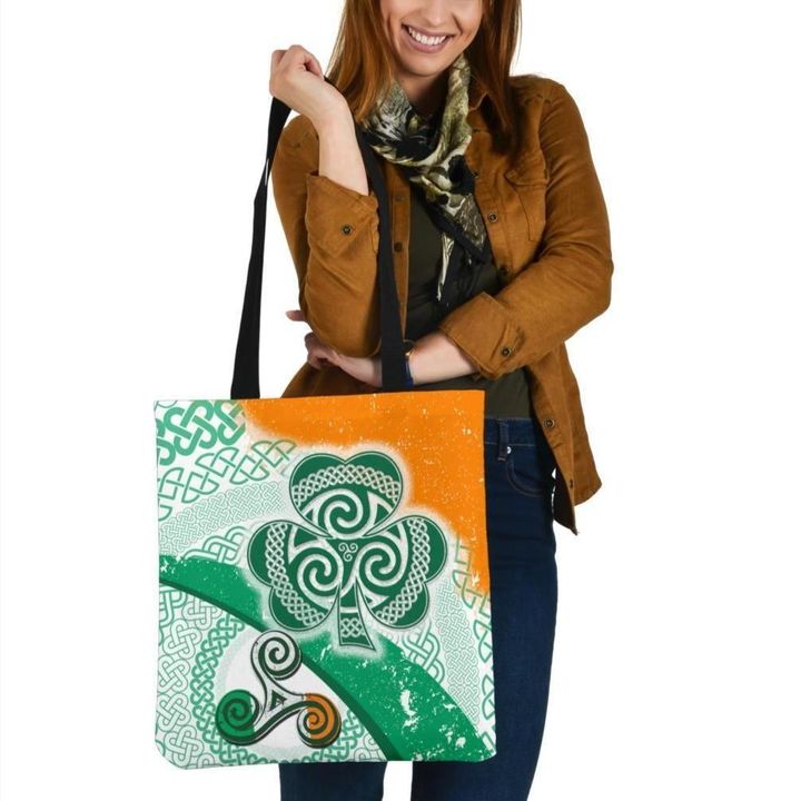 Ireland Celtic Tote Bags , Ireland Shamrock With Celtic Patterns