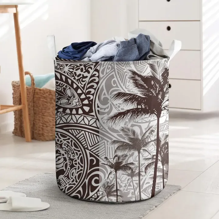 Polynesian Laundry Basket Coconut Tree Brown