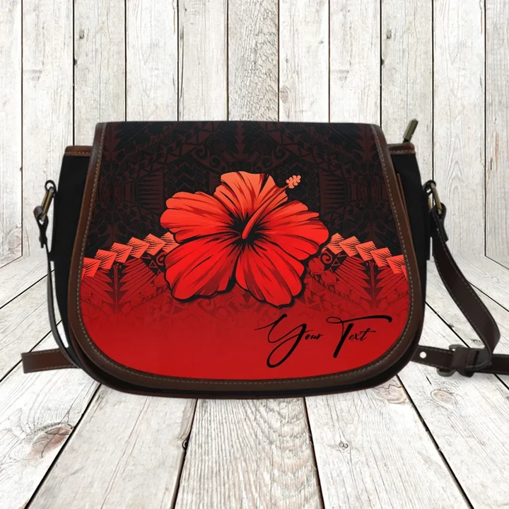 (Custom) Polynesian Saddle Bag Hibiscus Personal Signature Red
