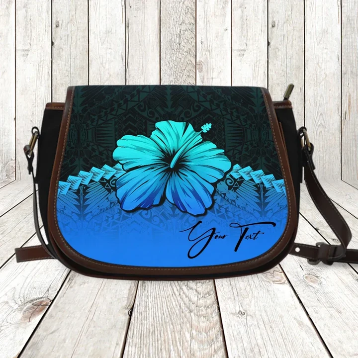 (Custom) Polynesian Saddle Bag Hibiscus Personal Signature Blue