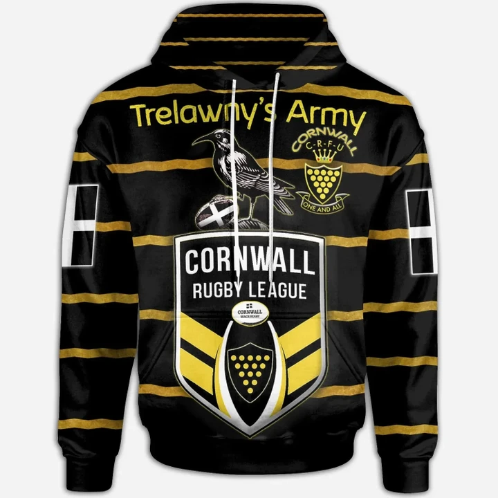Cornwall Rugby League Hoodie Trelawny's Army with Cornwall Flag