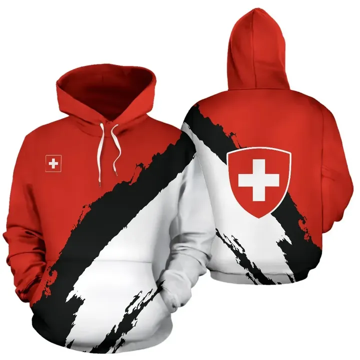 Switzerland Hoodie Black Slash Style