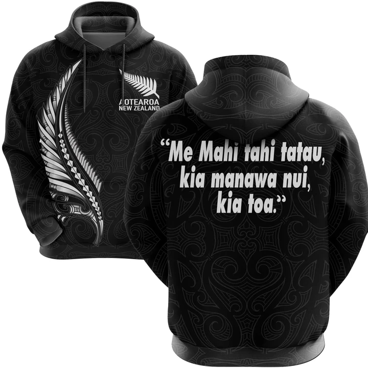 New Zealand Hoodie Maori Fern Tattoo Spirit and Heart We Are Strong