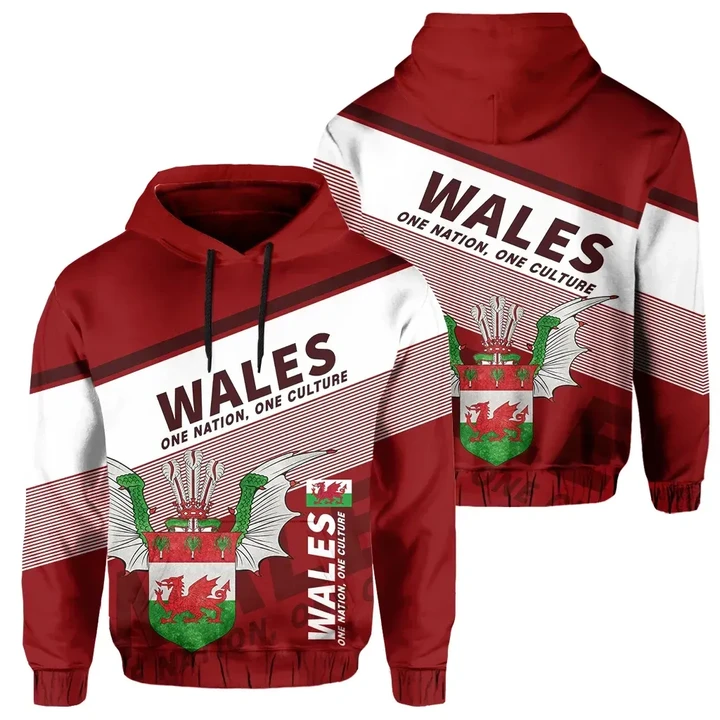 Wales Hoodie Flag Motto Red Limited Style