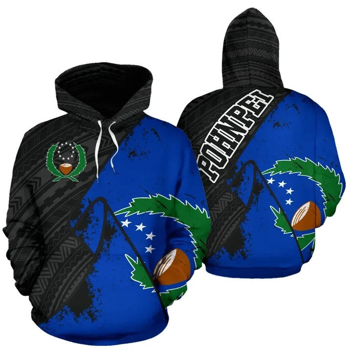 Pohnpei Special Grunge Flag Pullover Hoodie