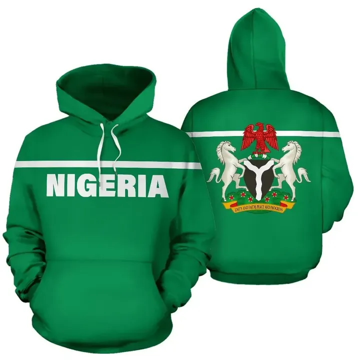 Nigeria All Over Hoodie Horizontal Style