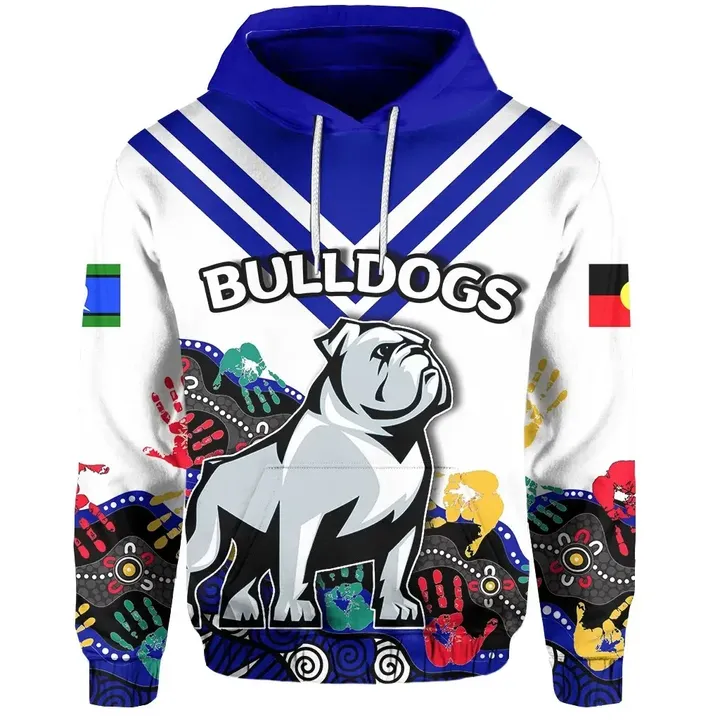 (Custom Personalised) Naidoc Bulldogs All Over Hoodie Aboriginal Hand
