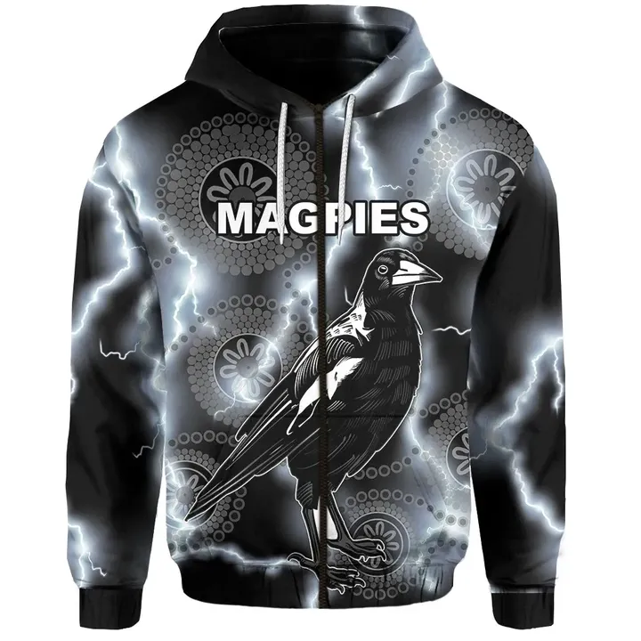 Magpies Flash Newest Zip Hoodie Collingwood Style