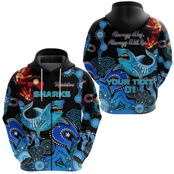 Cronulla-Sutherland Sharks Zip Hoodie Naidoc Heal Country! Heal Our Nation, Custom Text And Number