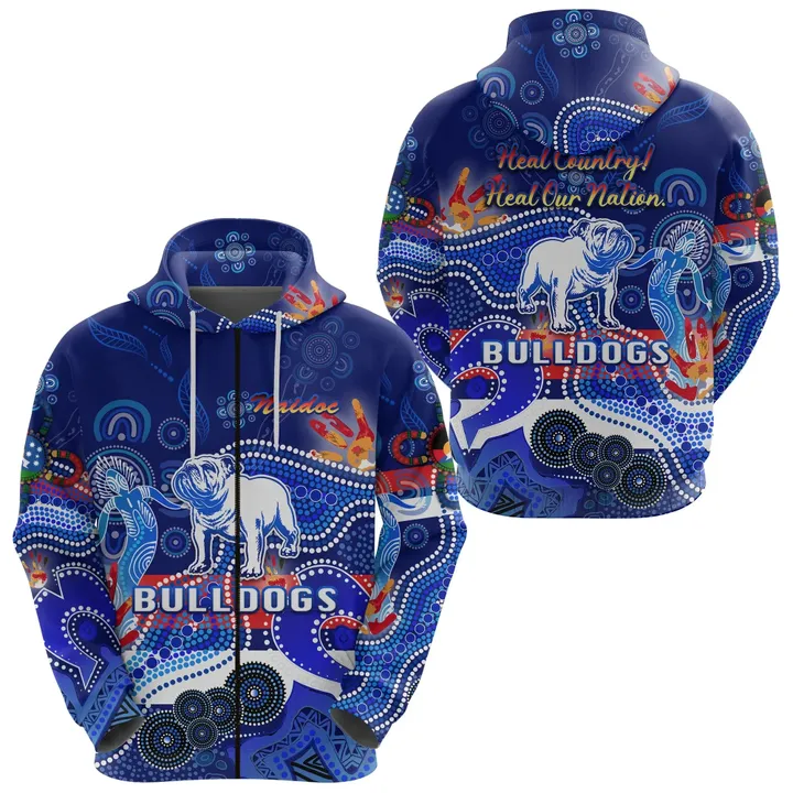 Western Zip Hoodie Bulldogs Indigenous Naidoc Heal Country! Heal Our Nation