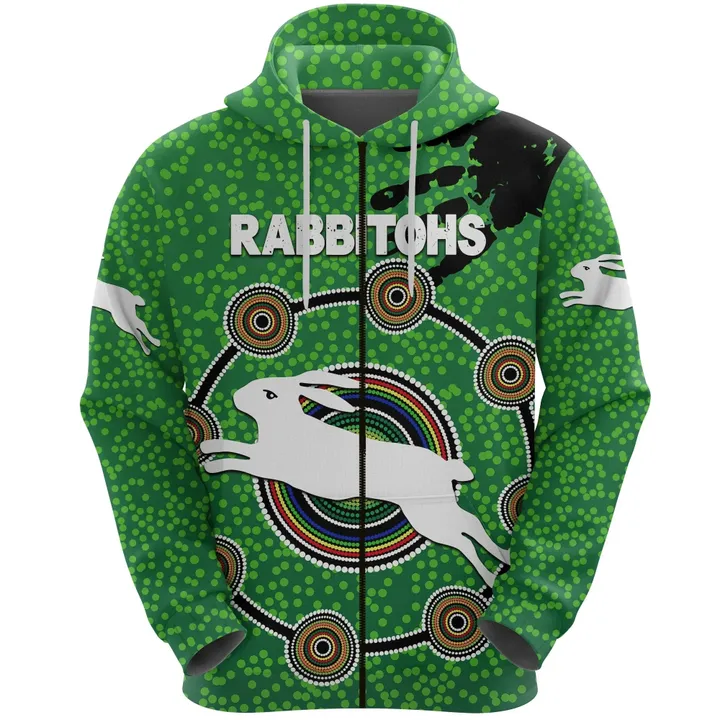 Naidoc Rabbitohs Zip Hoodie Aboriginal Vibes No.1
