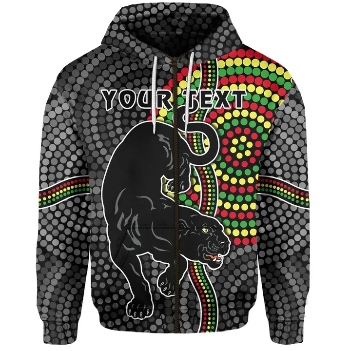 (Custom Personalised) Panthers Zip Hoodie Simple Wild Indigenous LT13