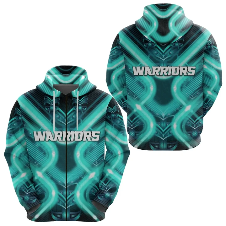 New Zealand Warriors Rugby Zip Hoodie Original Style Turquoise