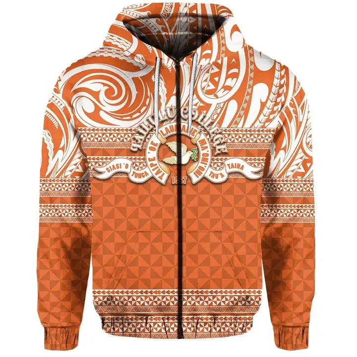 (Custom Personalised)Tailulu College Zip Hoodie Tonga Patterns