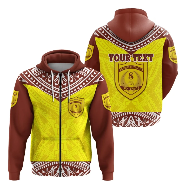 (Custom Personalised) Samoa College Zip Hoodie Polynesian Sport Style