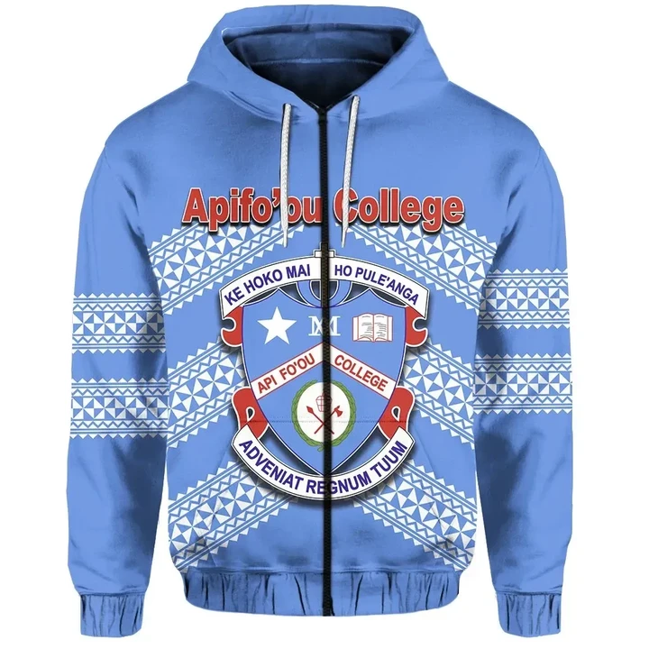 Custom Personalised Apifo'ou College Zip Hoodie Simple Style