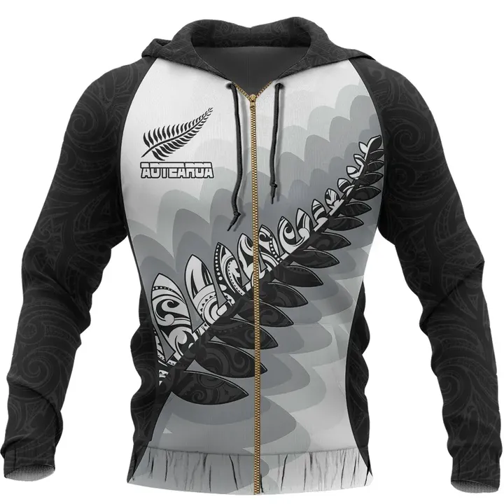 Aotearoa Maori Silver Fern Zip Hoodie