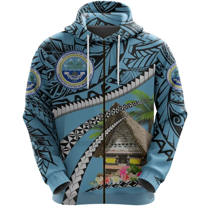 Federated States of Micronesia Meeting House Zip Up Hoodie Road to Hometown