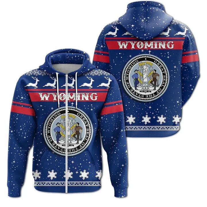 Christmas Wyoming Coat Of Arms Zip Hoodie