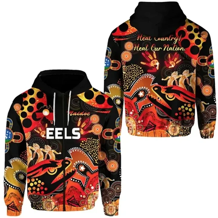 Parramatta Zip Hoodie Eels Indigenous Naidoc Heal Country! Heal Our Nation Bl