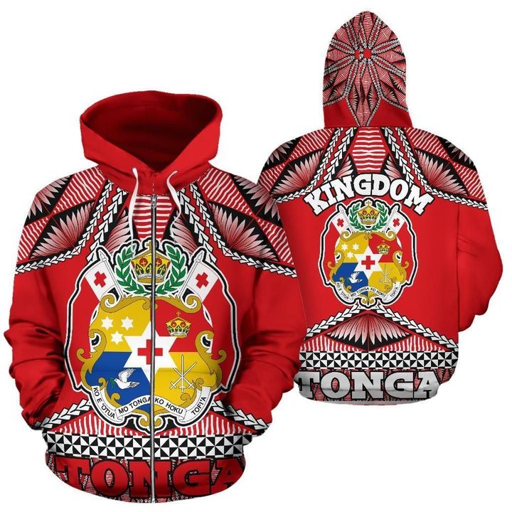 Zip Up Hoodie Tonga Polynesian Coat Of Arms