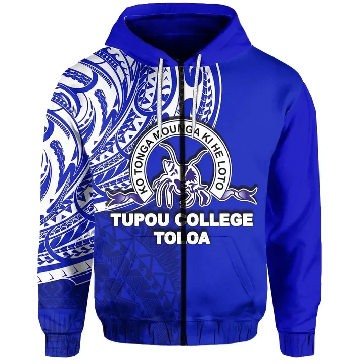 (Custom Personalised)Tonga Tupou College Toloa Zip-Hoodie Half Polynesian Style