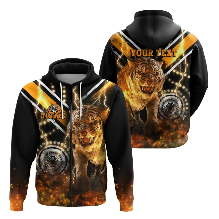 (Custom Personalised) Wests Tigers Zip-Hoodie Version Aboriginal Tiger 3D