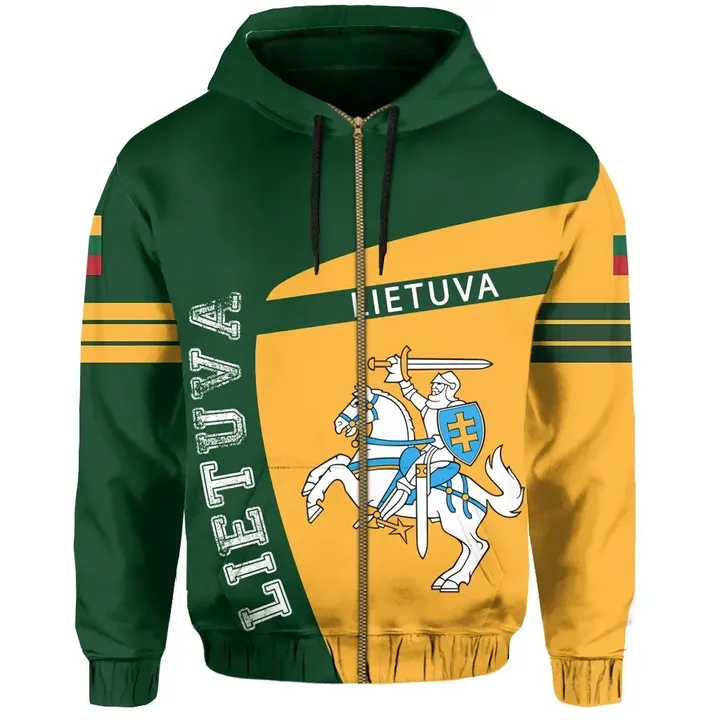 (Lietuva) Lithuania Coat Off Arms Sport Zip-Up Hoodie Premium Style