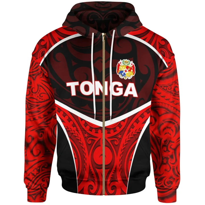 Tonga Zip Up Hoodie Polynesian Sport Style