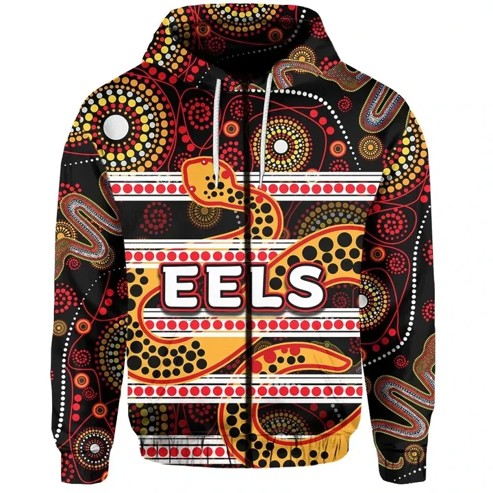 Parramatta Eels Zip-Hoodie Aboriginal Tribal Style Black