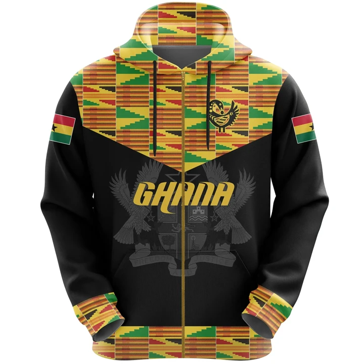 Ghana Hoodie Ankara Zipper