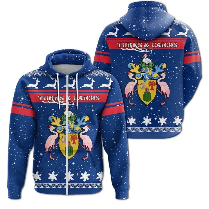 Christmas Turks and Caicos Coat Of Arms Zip Hoodie