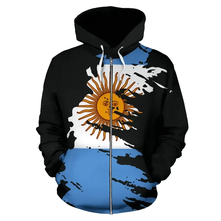 Argentina Hoodie Flag Painting Zip-U